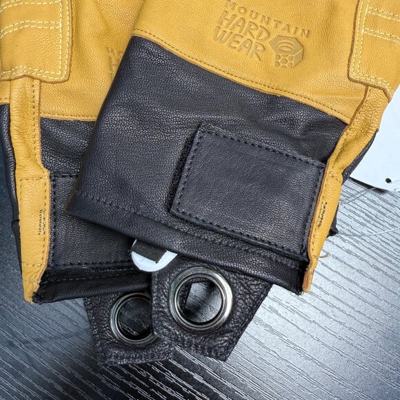 Mountain Hardwear FL Belay Gloves Unisex Large Leather Outdoor Climbing Yellow - Picture 5 of 7